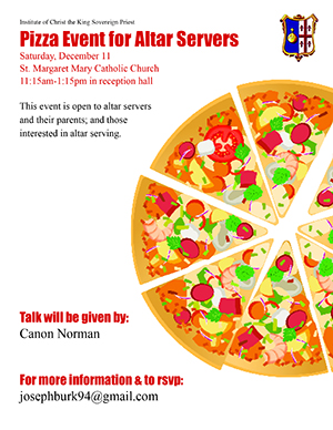Pizza Event for Altar Servers, December 11, 2021