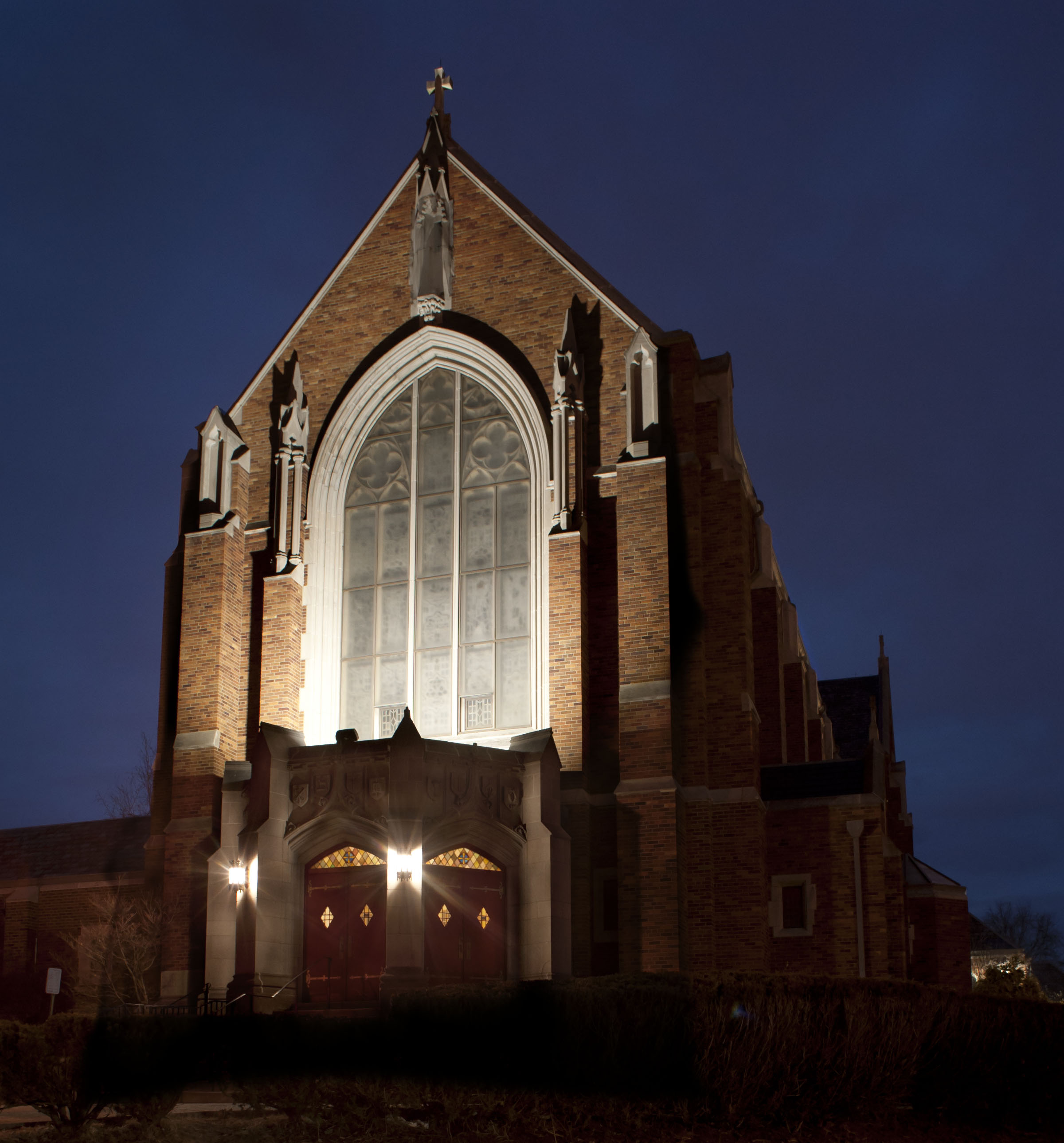 Front of the church at night