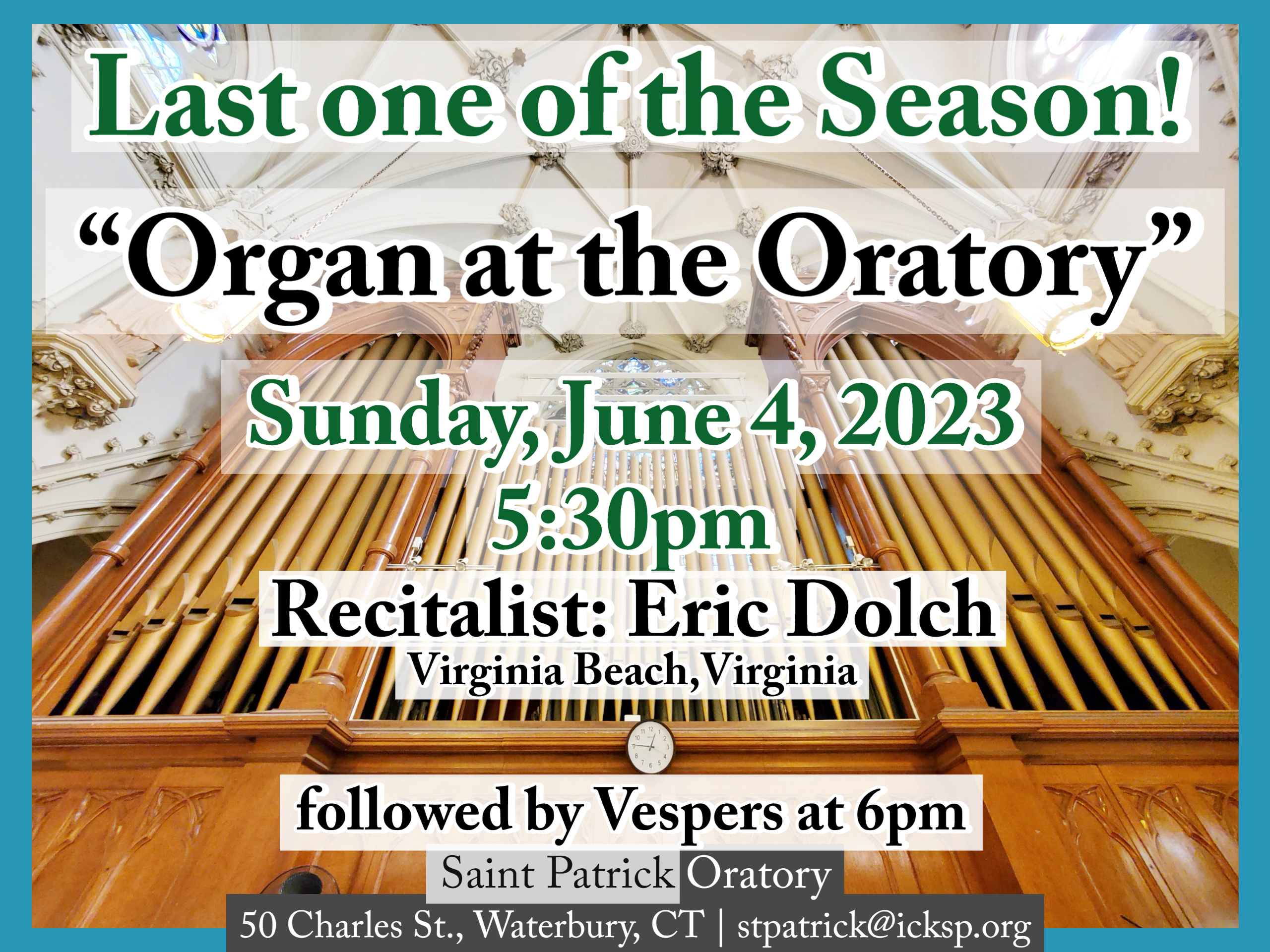 Organ at the Oratory June 1 1